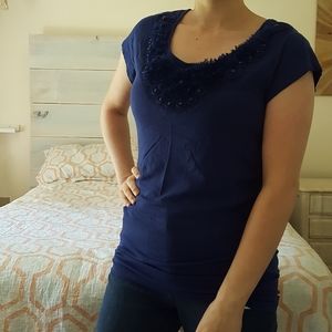 5/$25 New York & Company navy ruched side top